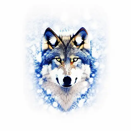 full body wolf in the snow, serious  tattoo design idea