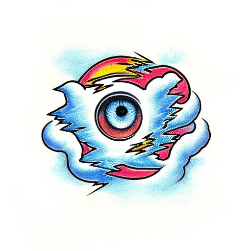 cloud with an eye and lightning tattoo design idea