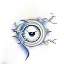 cloud with an eye and lightning tattoo design idea