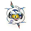 cloud with an eye and lightning tattoo design idea