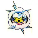 cloud with an eye and lightning tattoo design idea