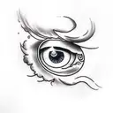 eye in cloud with lightning tattoo design idea