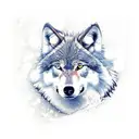 wolf running through snow tattoo design idea