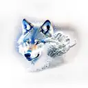 wolf running through snow tattoo design idea