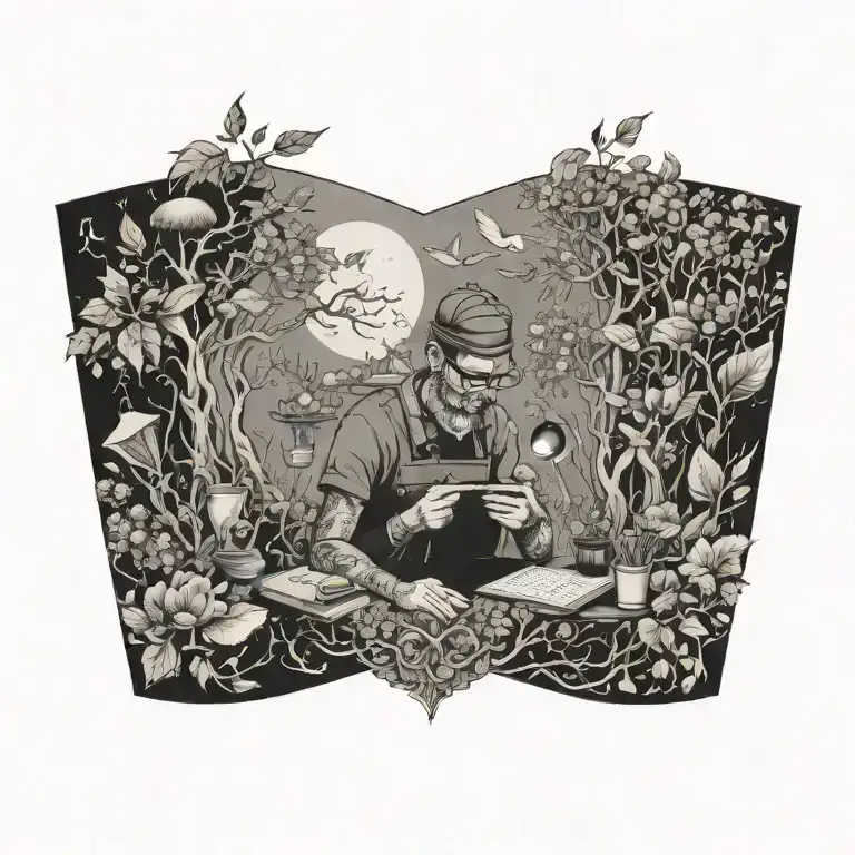 Programmer Artist Nature Symbolism Thinking Worker tattoo design idea