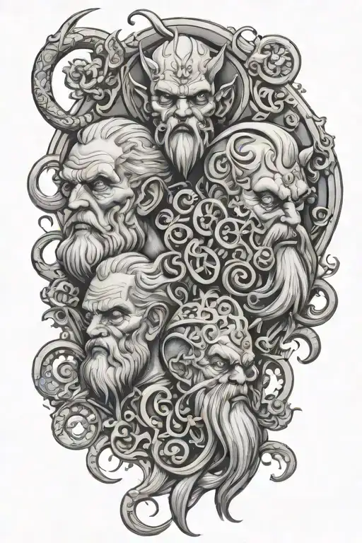 Mammon and Asmodeus tattoo design idea