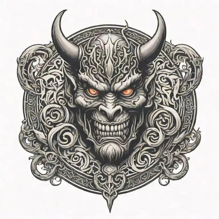 Mammon devil of greedy tattoo design idea