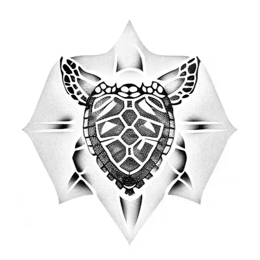 sea turtle butterfly shell tattoo design idea