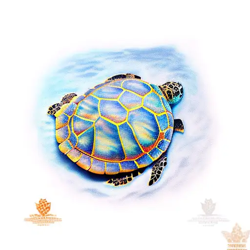 sea turtle butterfly shell tattoo design idea