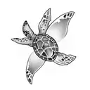 sea turtle butterfly shell tattoo design idea