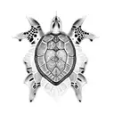 sea turtle butterfly shell tattoo design idea