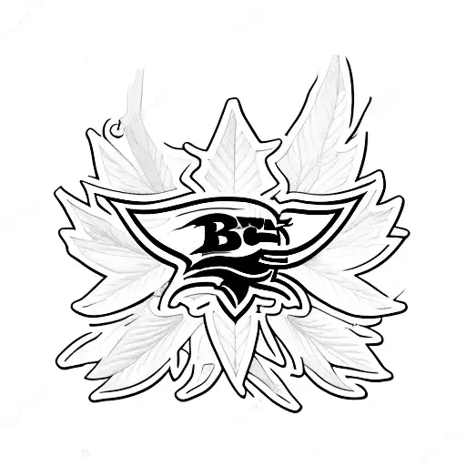 A minimalist tattoo of a Baltimore Ravens logo made up of cannabis leaf silhouettes tattoo design idea