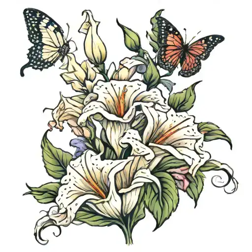 calla lily morning glory carnation butterflies 1996 2015 tattoo design idea