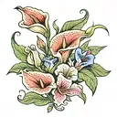 calla lily morning glory carnation butterflies 1996 2015 tattoo design idea