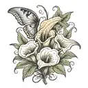 calla lily morning glory carnation butterflies 1996 2015 tattoo design idea