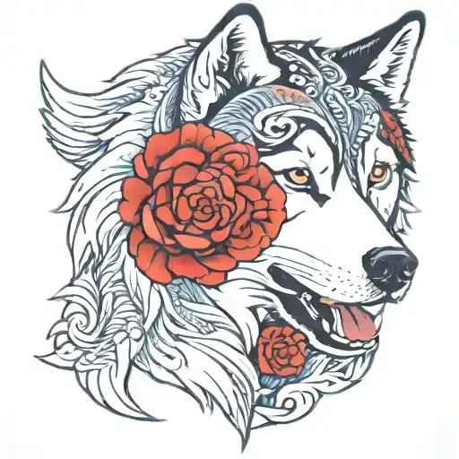 siberian husky tattoo design idea