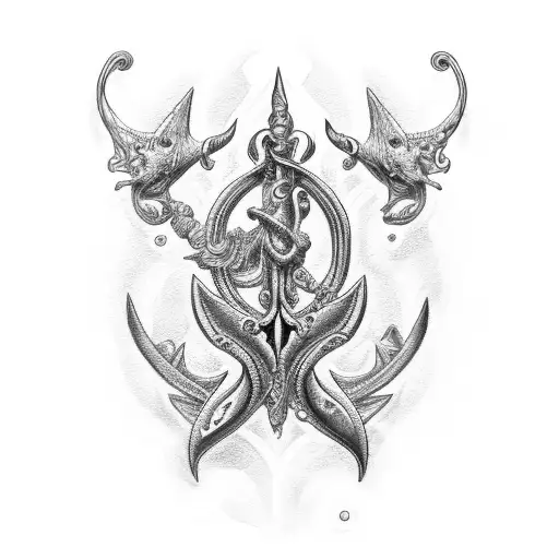 Poseidon's trident arm piece tattoo design idea