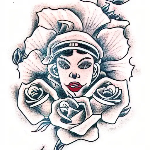 a gangster, give flowers  tattoo design idea