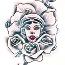 a gangster, give flowers  tattoo design idea