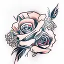 a gangster, give flowers  tattoo design idea