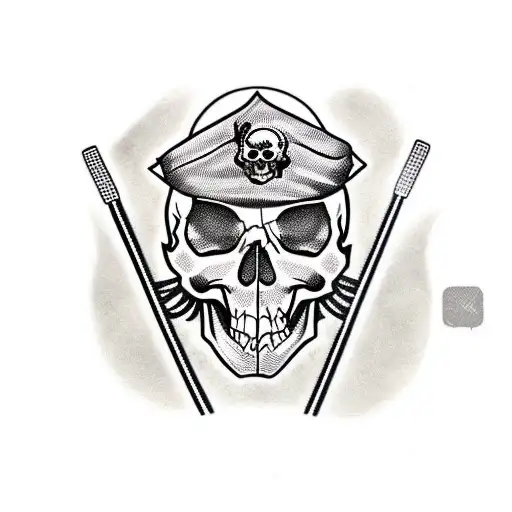 skull and crossbones and microphones tattoo design idea