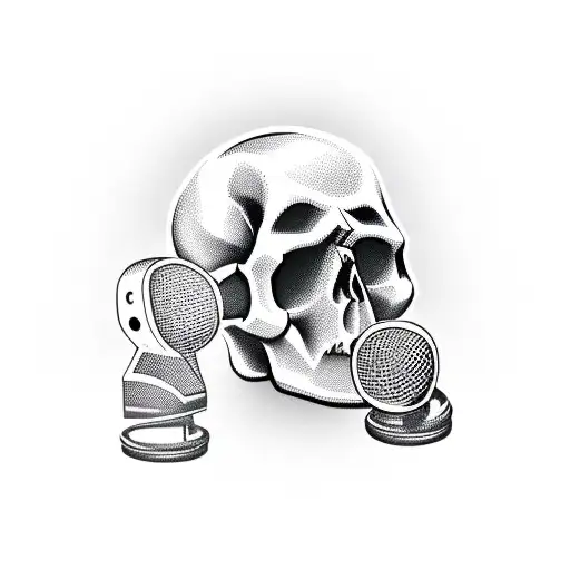 skull and microphones tattoo design idea
