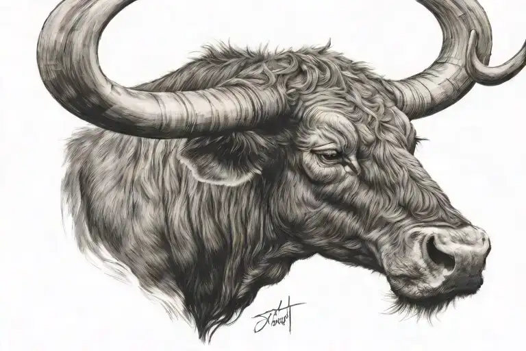 steerhorns with the name Joseph included without the Bull  tattoo design idea