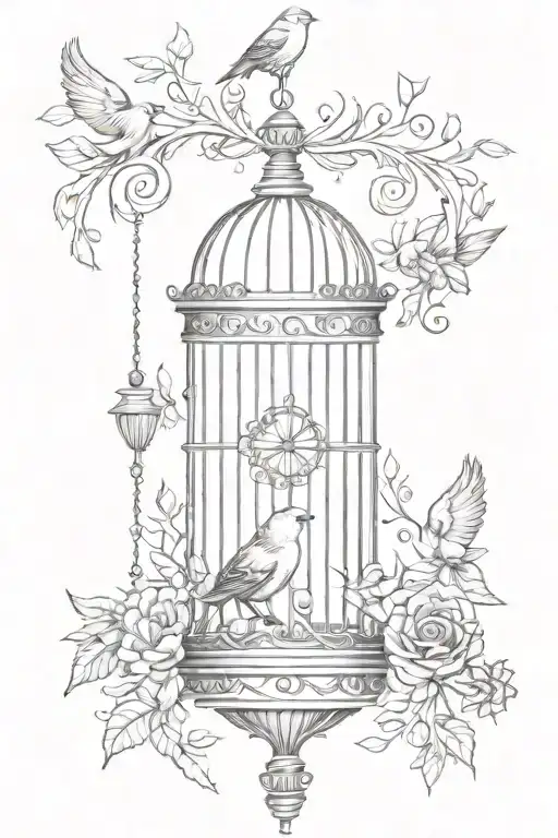 Birdcage tattoo design idea
