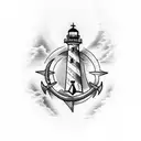 lighthouse, anchor, compass tattoo design idea