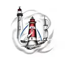 lighthouse, anchor, compass tattoo design idea