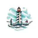 lighthouse, anchor, compass tattoo design idea