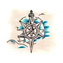 lighthouse, anchor, compass tattoo design idea