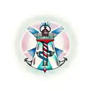 lighthouse, anchor, compass tattoo design idea