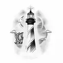 lighthouse, anchor, compass tattoo design idea