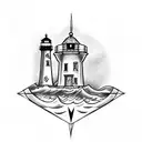 lighthouse, anchor, compass tattoo design idea