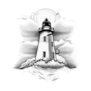 lighthouse, anchor, compass tattoo design idea