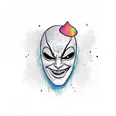 half happy mask half sad mask tattoo design idea