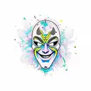 half happy mask half sad mask tattoo design idea