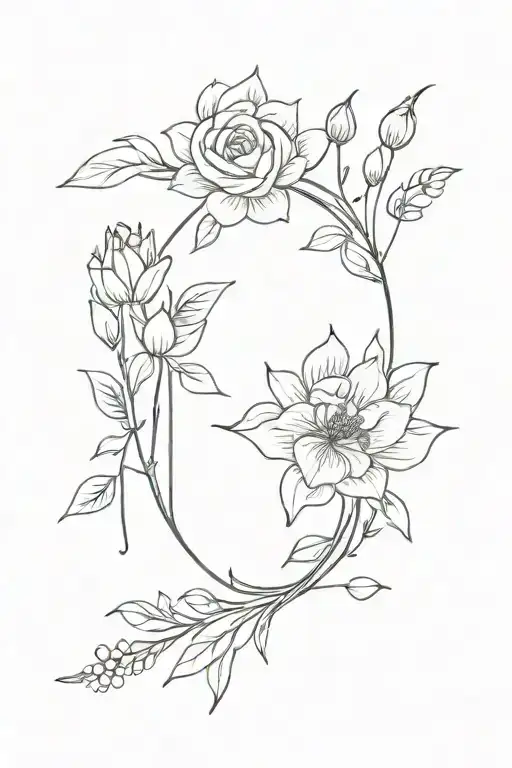 march, august,October,November, may flower bouquet   tattoo design idea