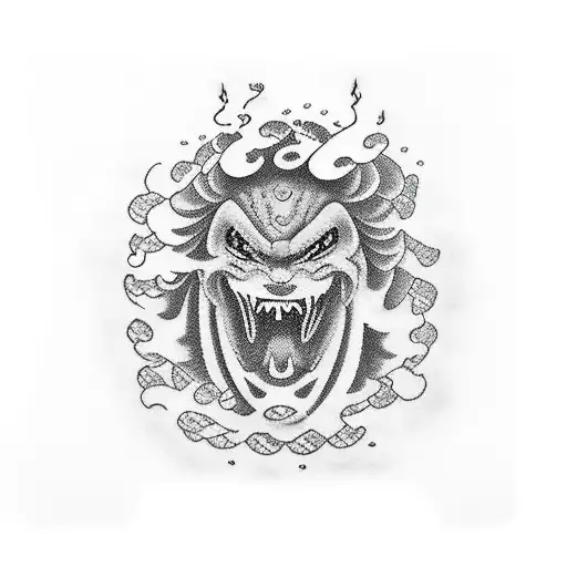 japanese traditional tattoo with word Monika tattoo design idea