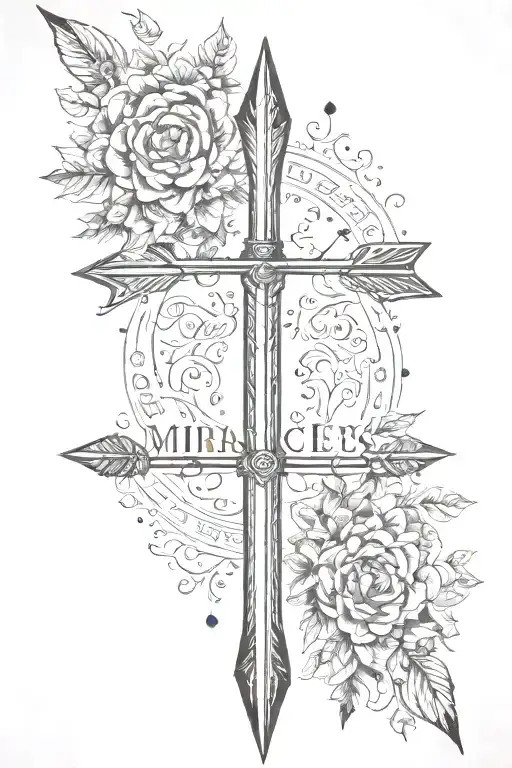 arrow with name Miracles tattoo design idea
