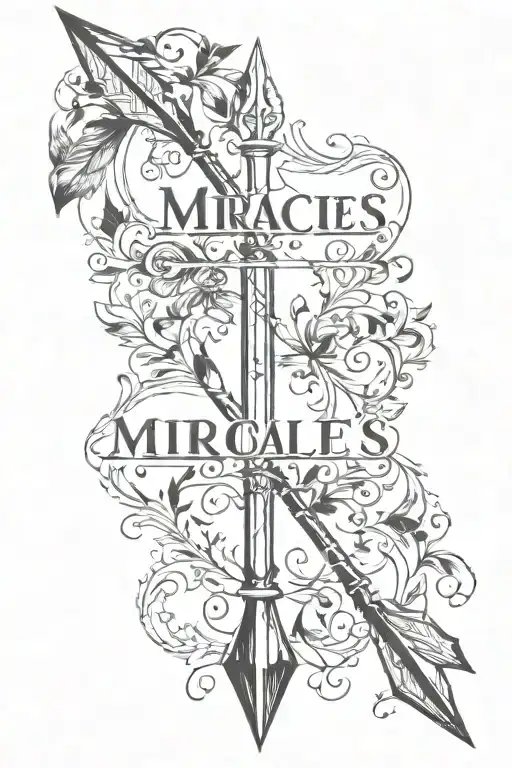 arrow with name Miracles tattoo design idea