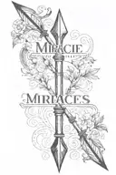 arrow with name Miracles tattoo design idea