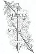arrow with name Miracles tattoo design idea