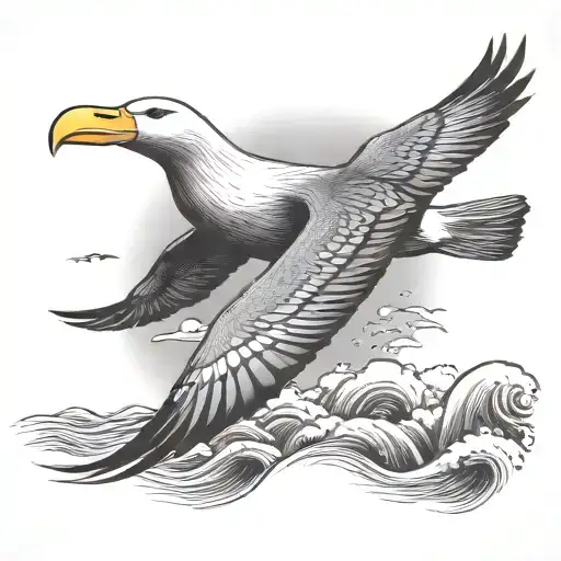 albatross gliding above the sea tattoo design idea