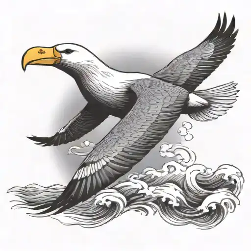 albatross flying above the sea tattoo design idea