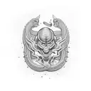 letra S com cabeça de águia e cauda de cobra tattoo design idea