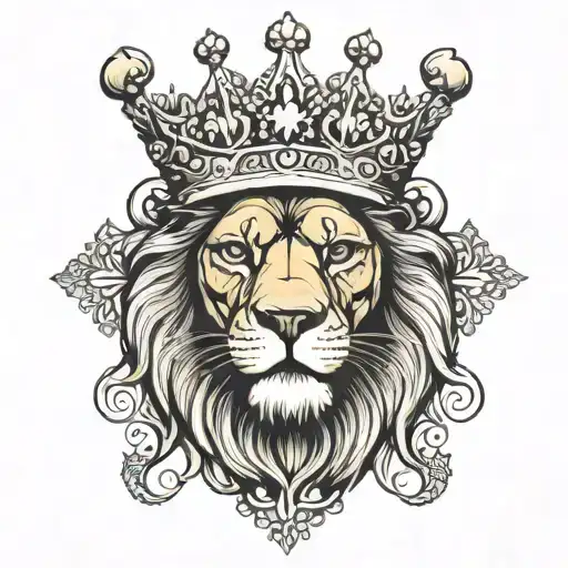 lion with crown and cross eye   tattoo design idea
