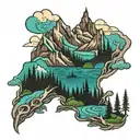 iceland mountains forest tattoo design idea