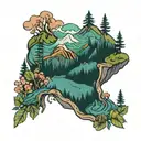 iceland mountains forest tattoo design idea
